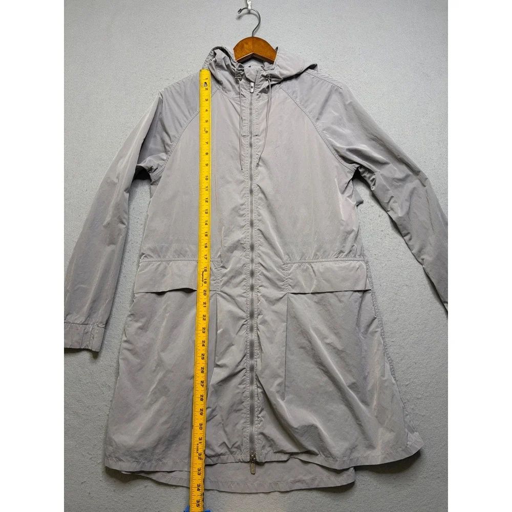 Lululemon Here to Move Jacket Women 4 Grey Long Hooded Parka Rain Windbreaker